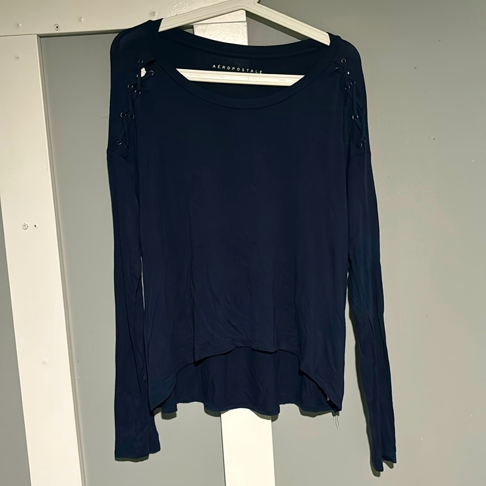 Women’s Aéropostale Navy Blue Long Sleeve Shirt ~ Size Large